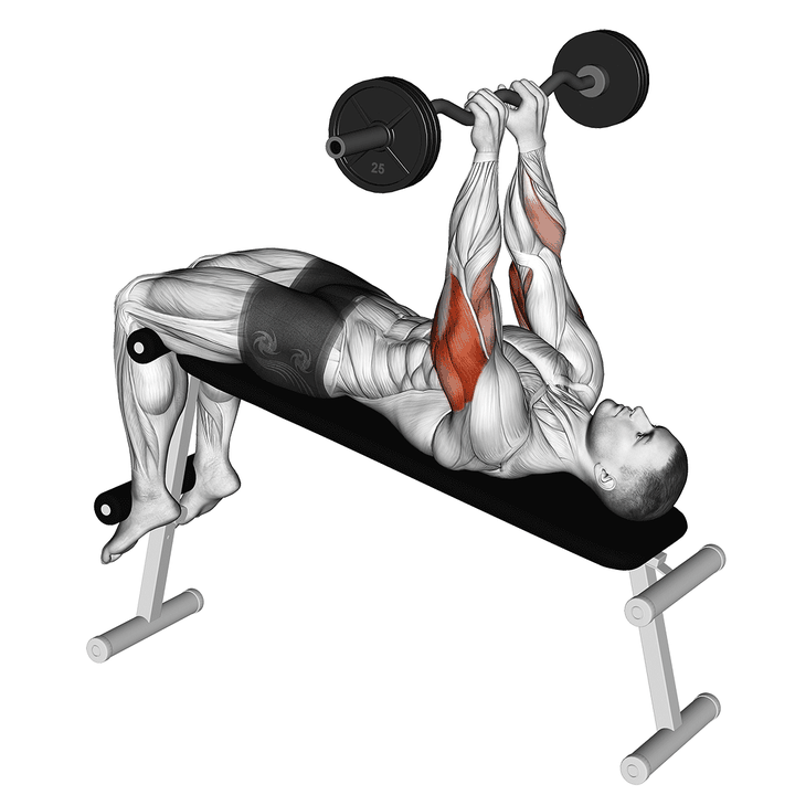 Demonstration of the ez barbell decline close grip face press