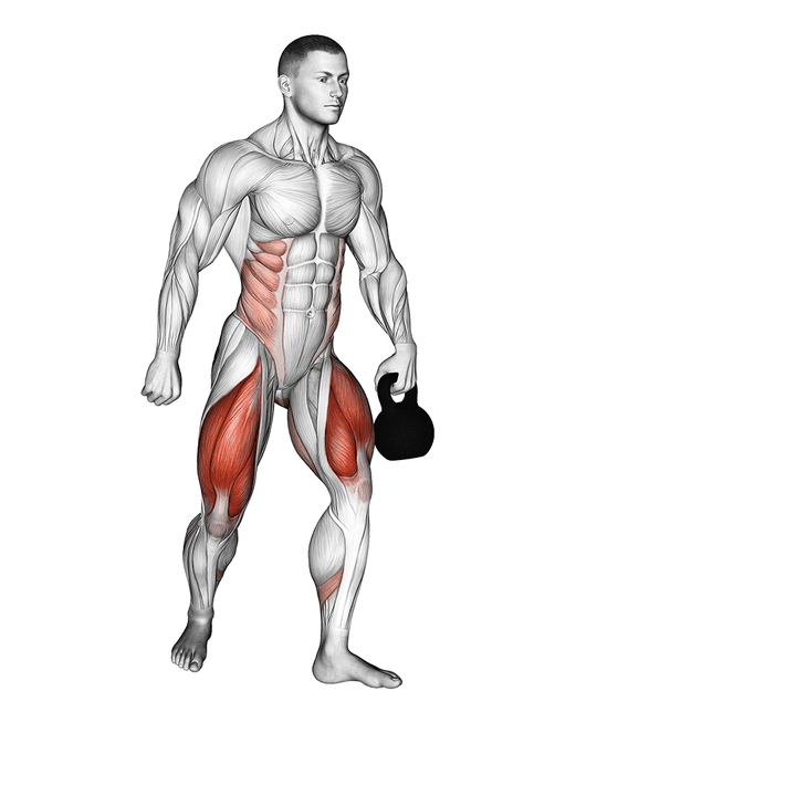 Demonstration of the kettlebell lunge pass through