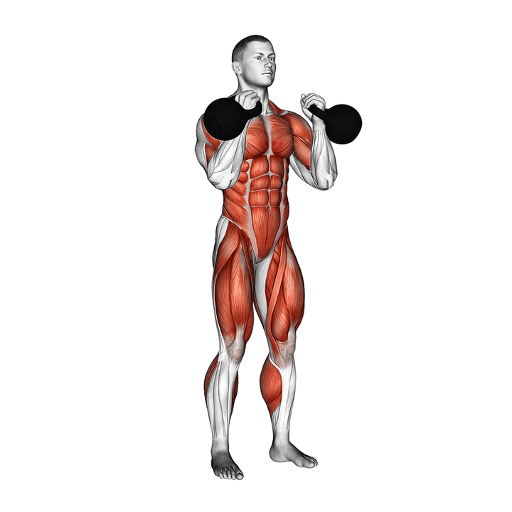 Demonstration of the kettlebell double jerk