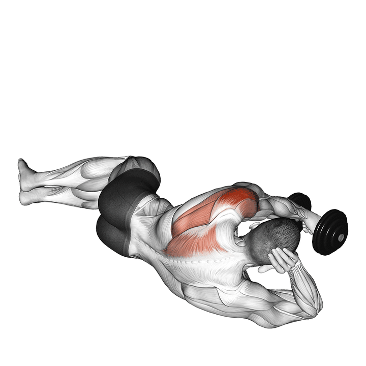 Demonstration of the dumbbell lying on floor rear delt raise