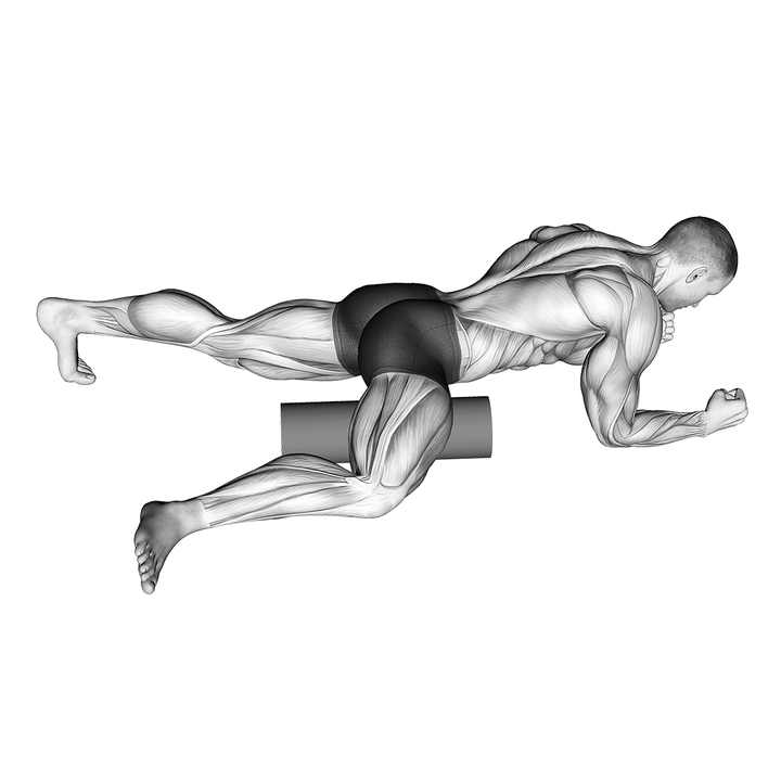 Demonstration of the roller hip stretch