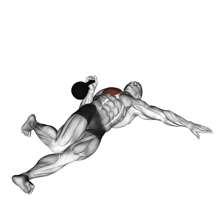 Demonstration of the kettlebell extended range one arm press on floor