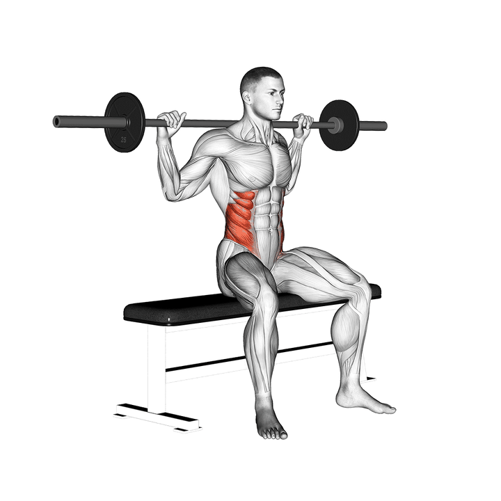 Demonstration of the barbell seated twist