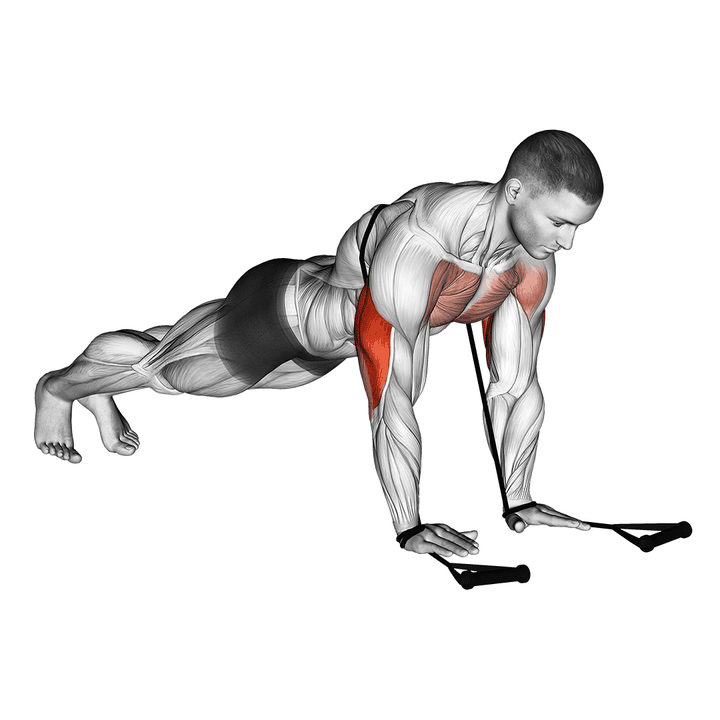 Demonstration of the band close-grip push-up