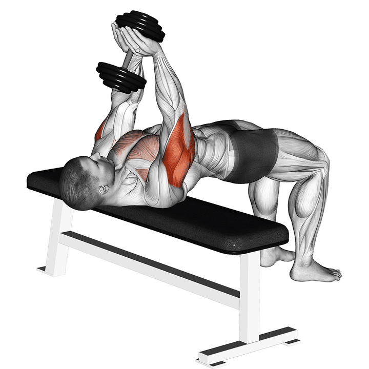 Demonstration of the dumbbell close-grip press