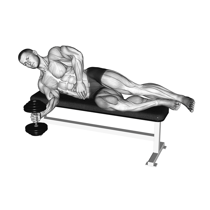 Demonstration of the dumbbell lying supination