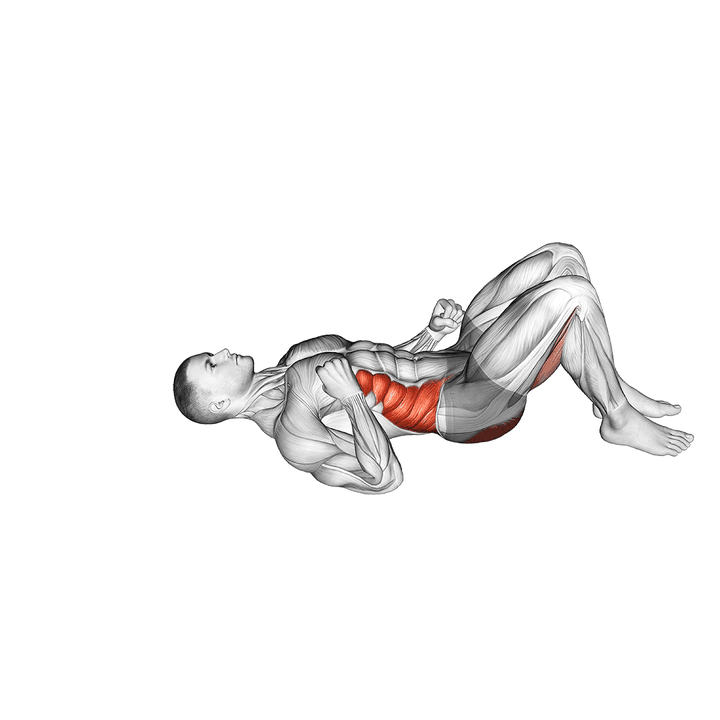 Demonstration of the twist hip lift with stretched
