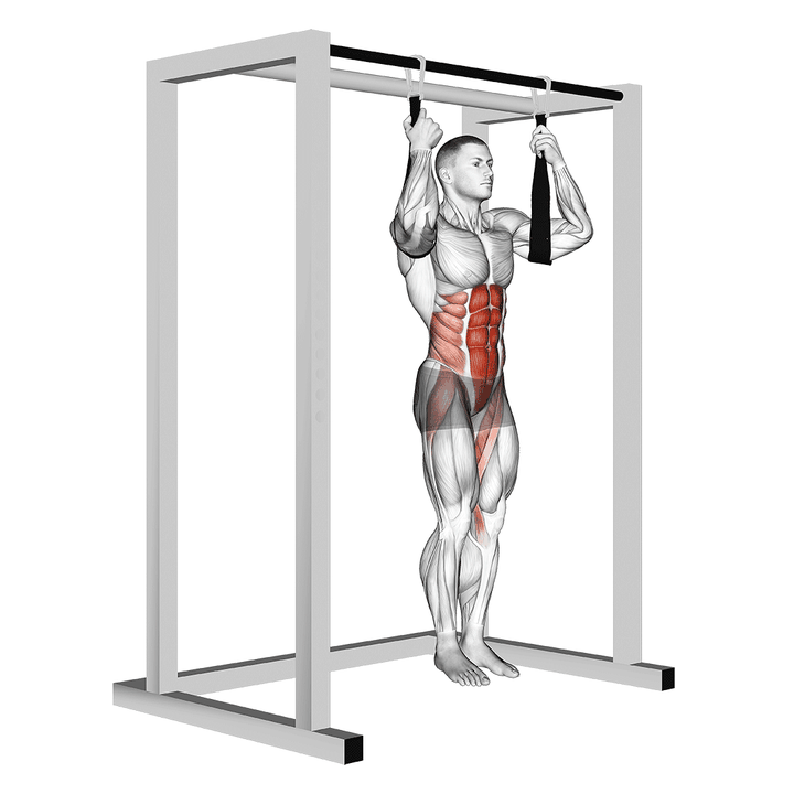 Demonstration of the arm slingers hanging bent knee legs