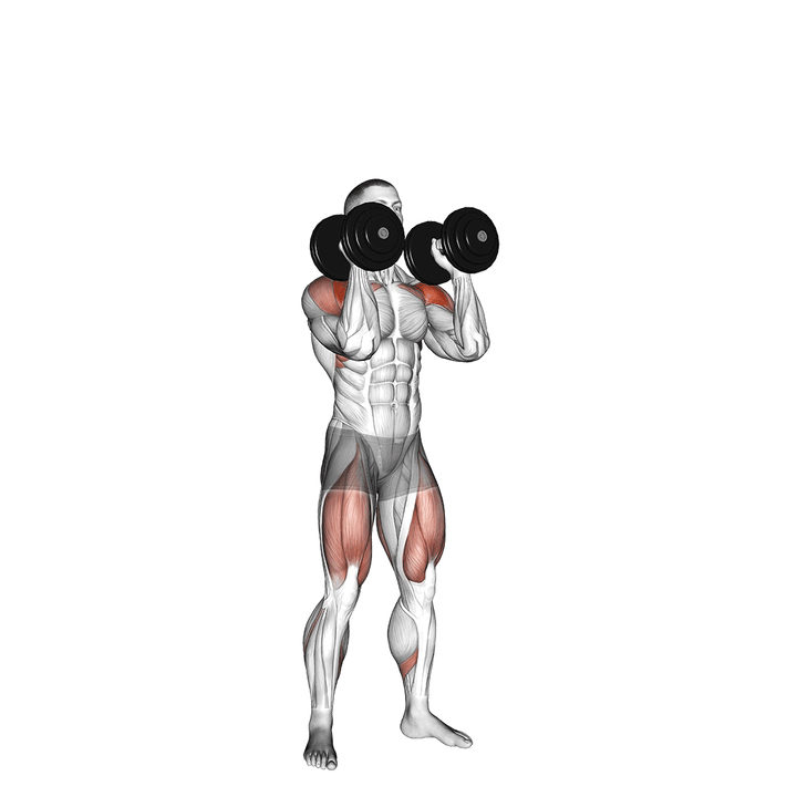 Demonstration of the dumbbell push press