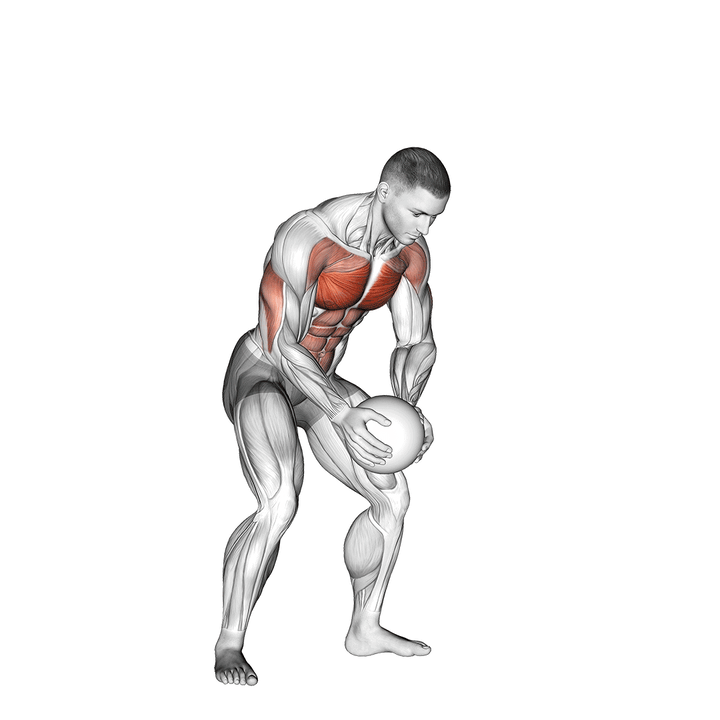 Demonstration of the medicine ball chest push with run release