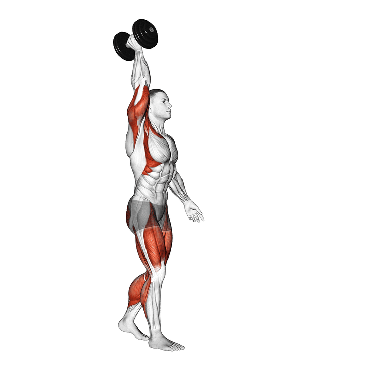 Demonstration of the dumbbell single arm overhead carry