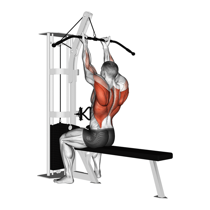 Demonstration of the cable reverse-grip straight back seated high row with stretched