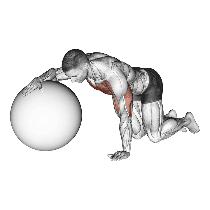 Demonstration of the chest stretch with exercise ball