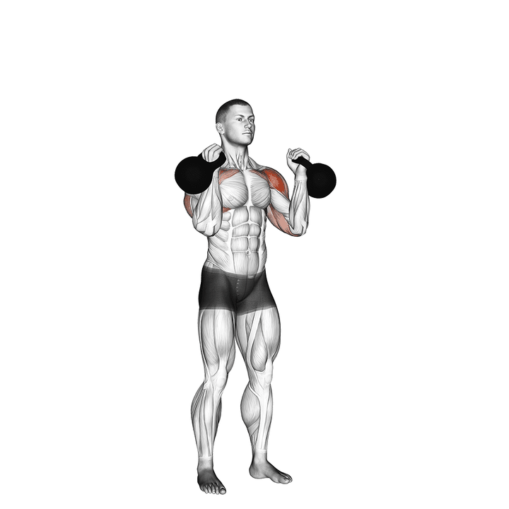 Demonstration of the kettlebell alternating press