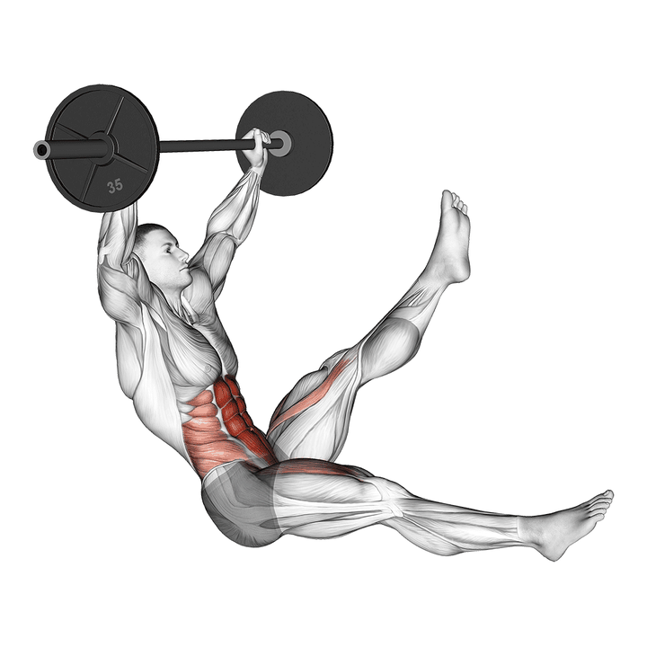 Demonstration of the barbell sitted alternate leg raise