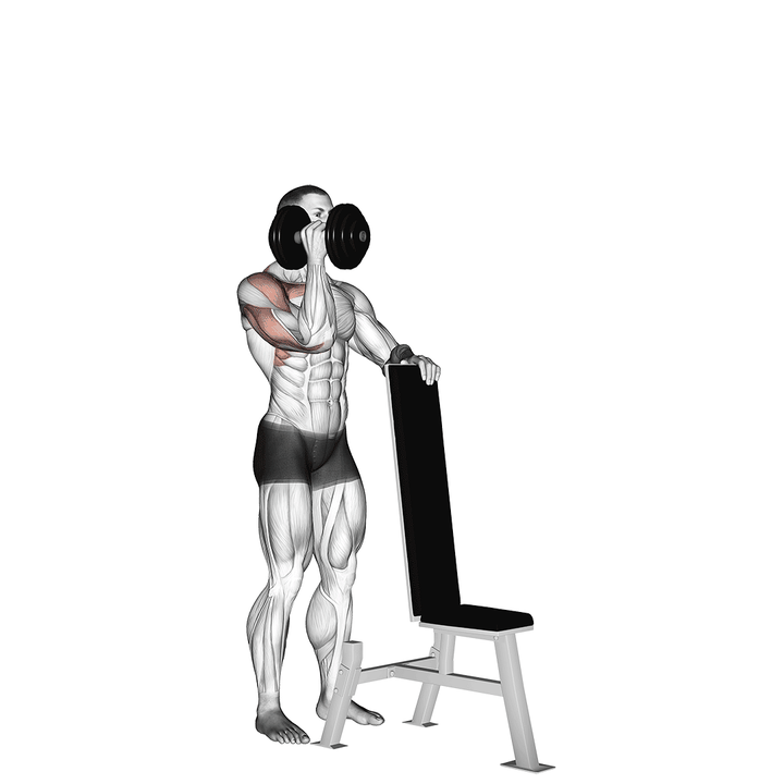 Demonstration of the dumbbell standing one arm palm in press