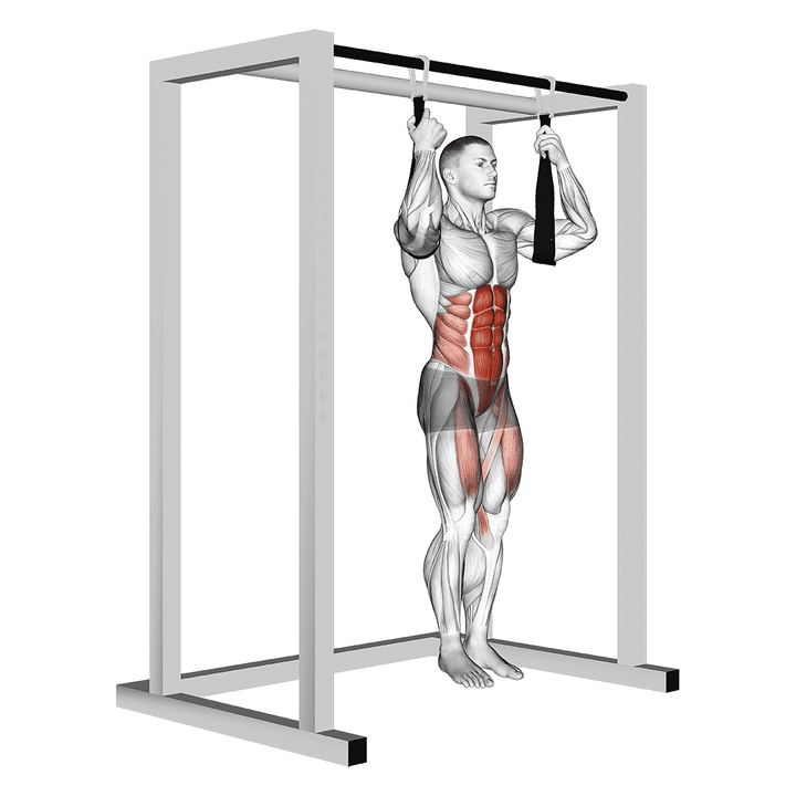 Demonstration of the arm slingers hanging straight legs