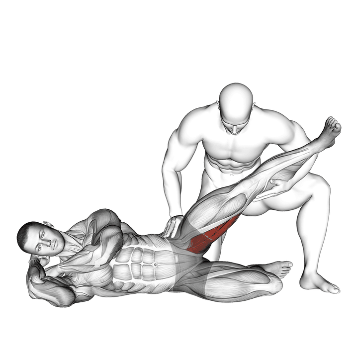 Demonstration of the assisted side lying adductor stretch