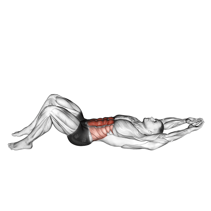 Demonstration of the crunch (hands overhead)
