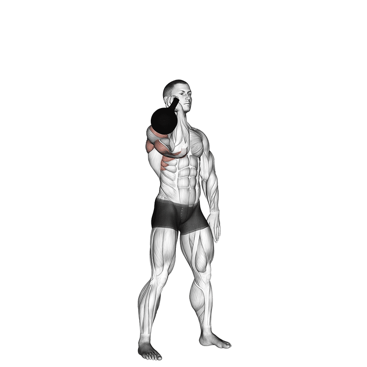 Demonstration of the kettlebell one arm military press to the side