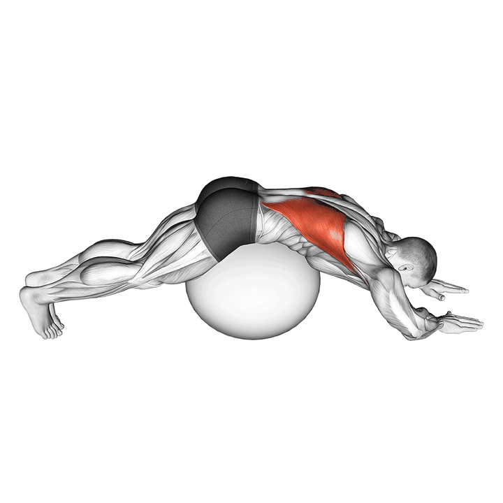 Demonstration of the exercise ball lower back stretch (pyramid)