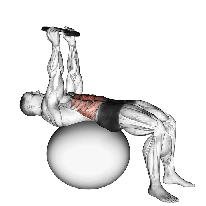 Demonstration of the weighted overhead crunch (on stability ball)