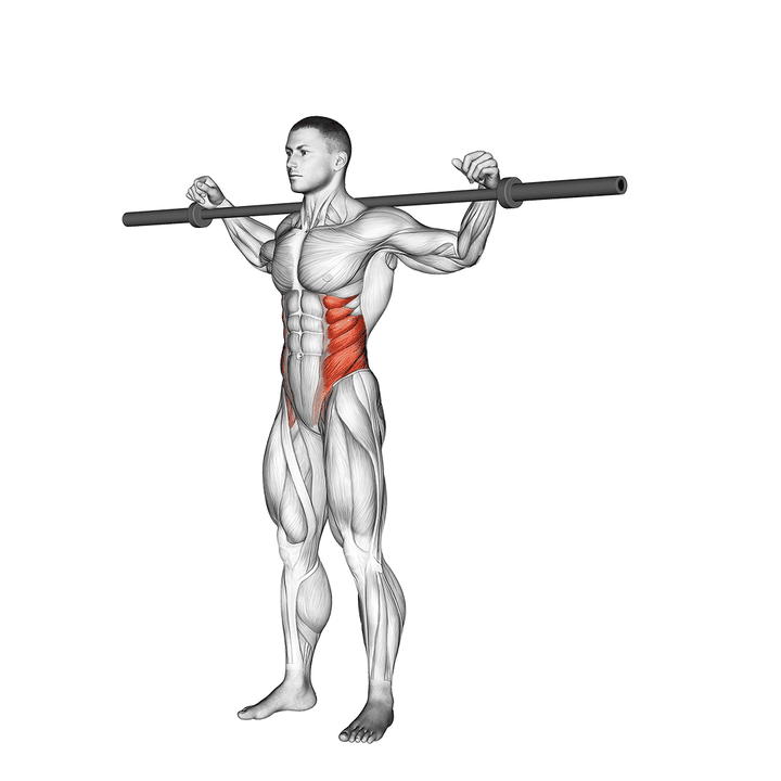 Demonstration of the barbell side bent
