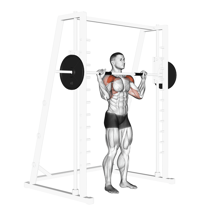 Demonstration of the smith standing military press