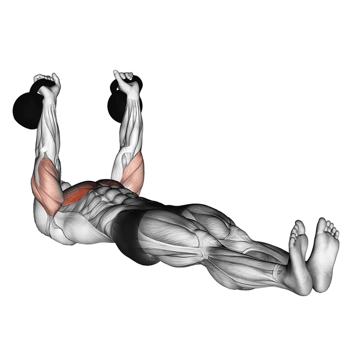 Demonstration of the kettlebell alternating press on floor