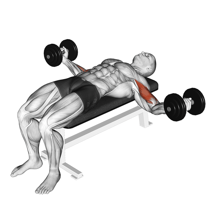Demonstration of the dumbbell lying wide curl