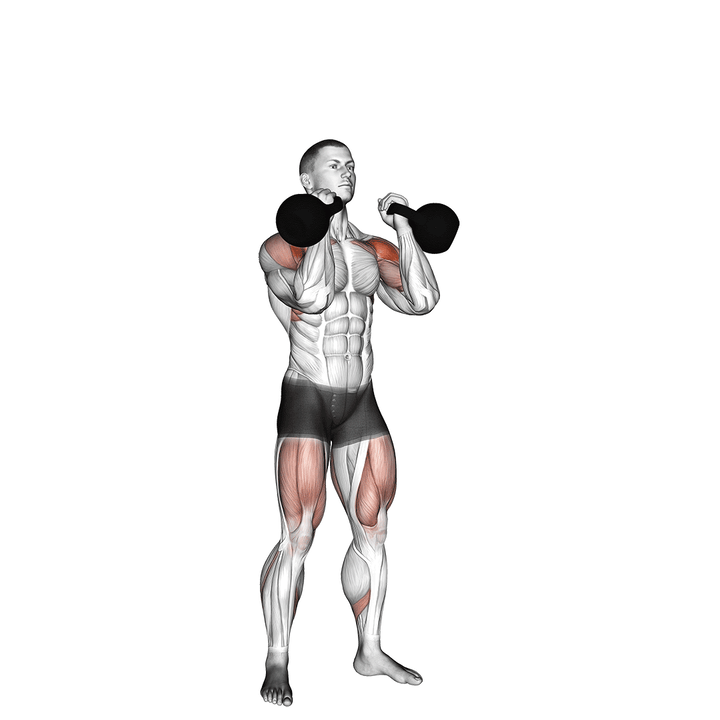 Demonstration of the kettlebell double push press