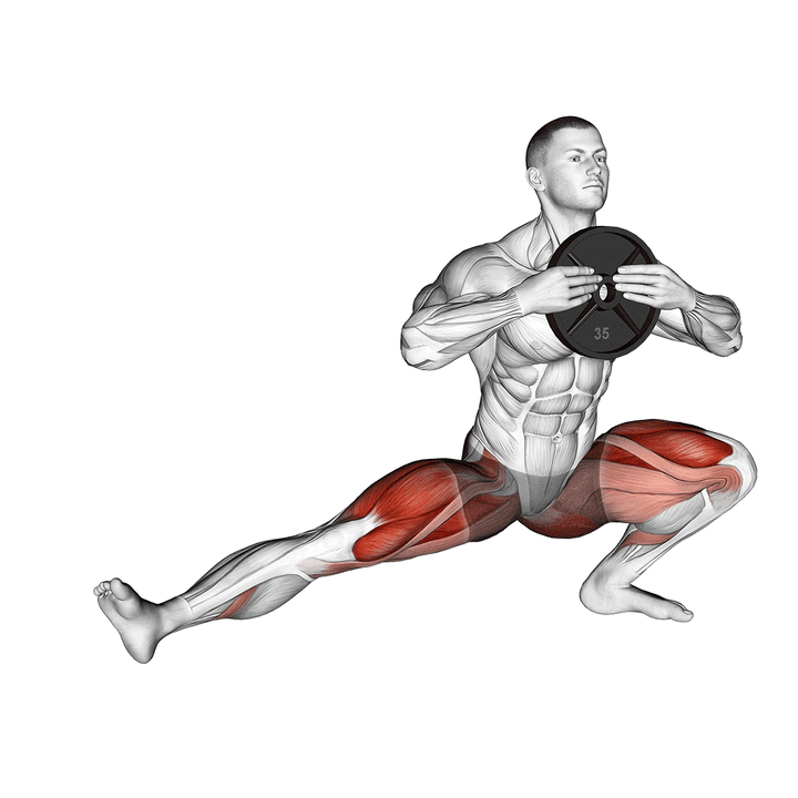 Demonstration of the weighted cossack squats (male)