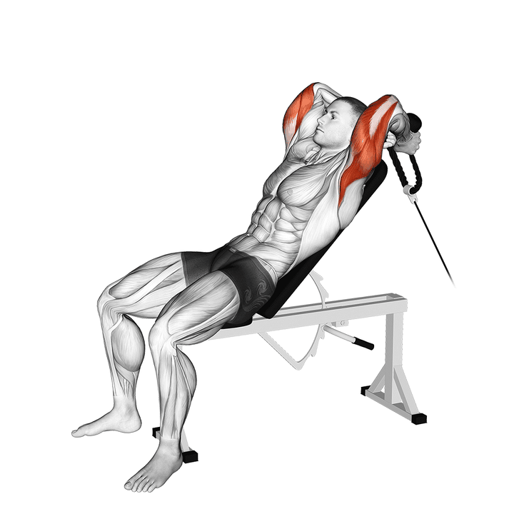Demonstration of the cable rope incline tricep extension