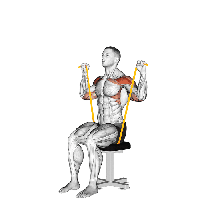 Demonstration of the resistance band seated shoulder press