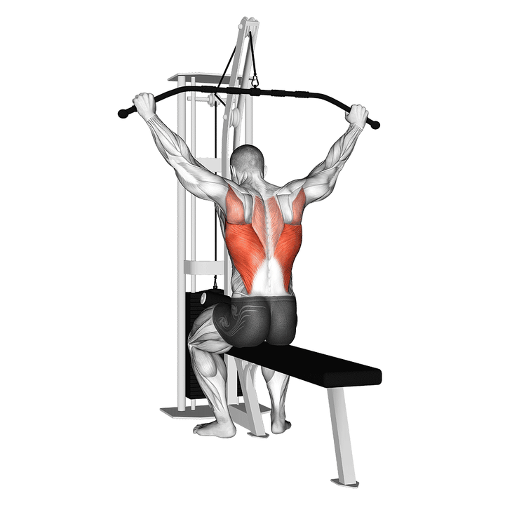 Demonstration of the cable wide grip rear pulldown behind neck