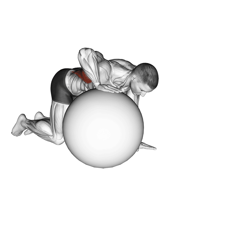 Demonstration of the exercise ball lat stretch