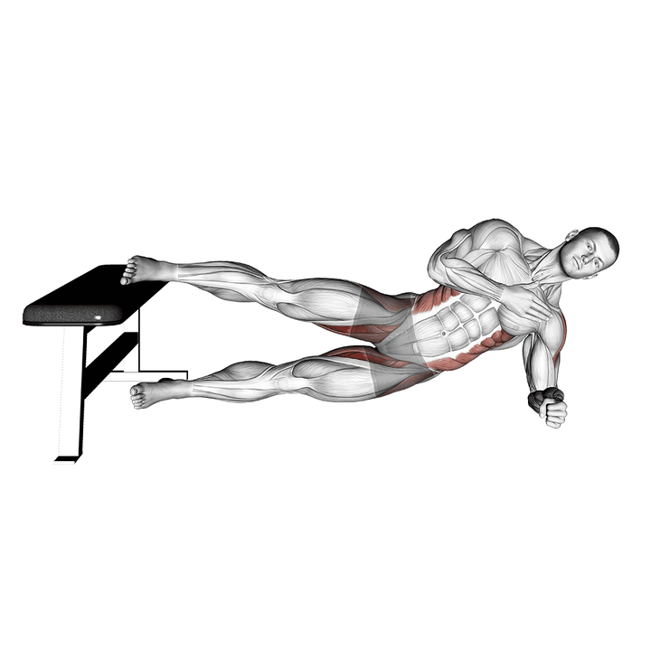 Demonstration of the side plank hip adduction