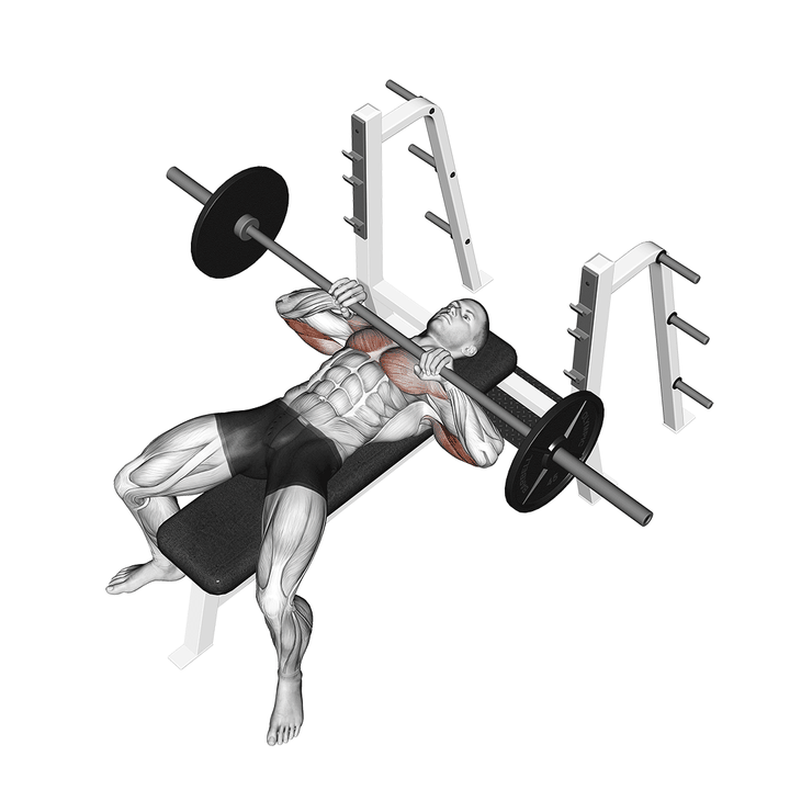 Demonstration of the barbell lying close-grip press