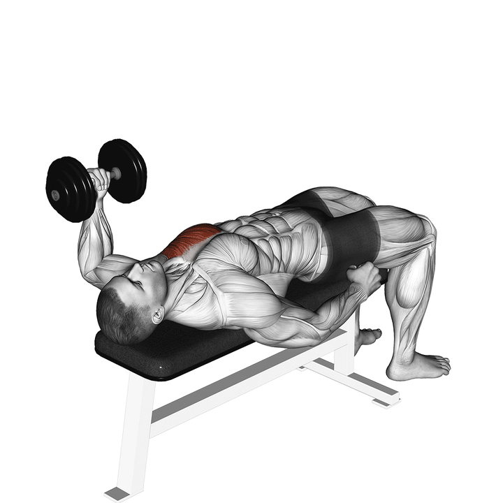 Demonstration of the wide style dumbbell lying one arm press