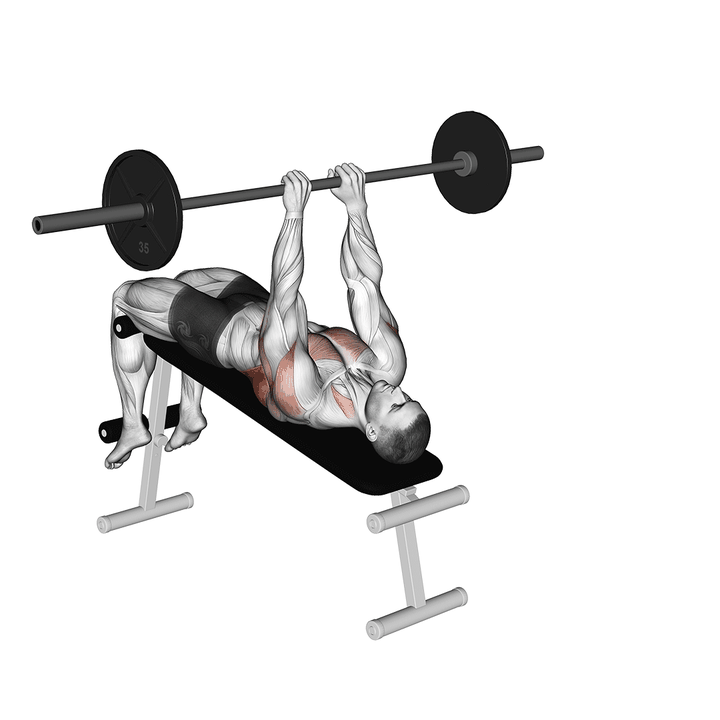 Demonstration of the barbell decline bent arm pullover