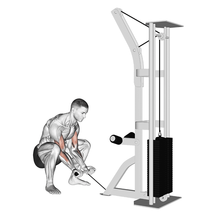 Demonstration of the cable squatting curl