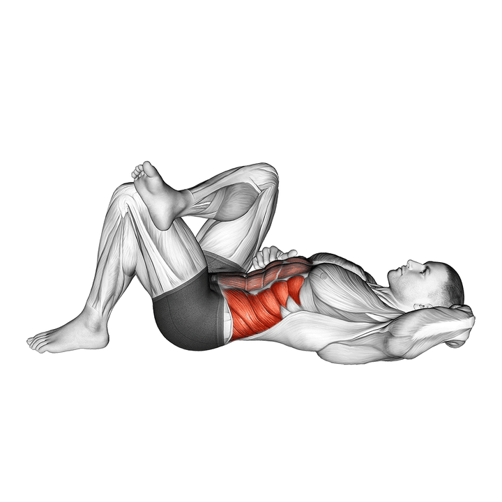 Demonstration of the lying elbow to knee