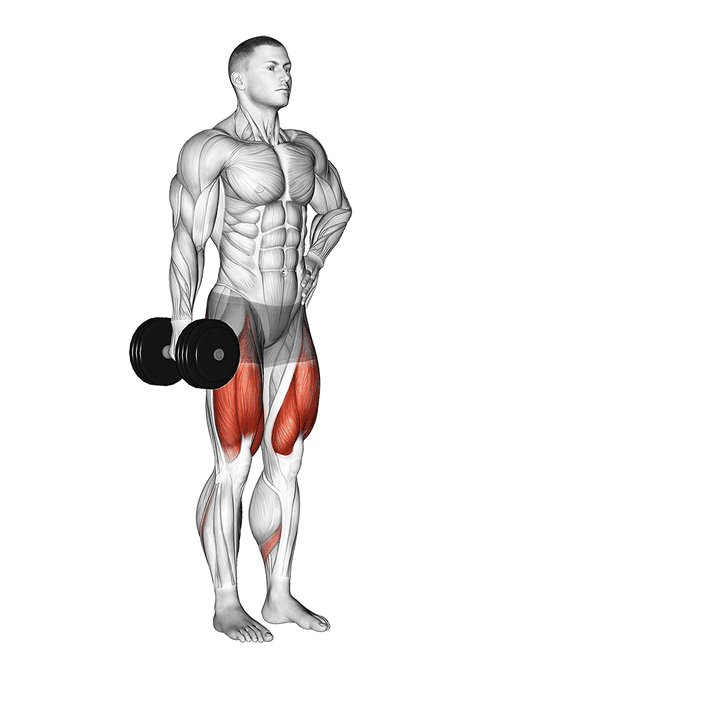 Demonstration of the dumbbell contralateral forward lunge