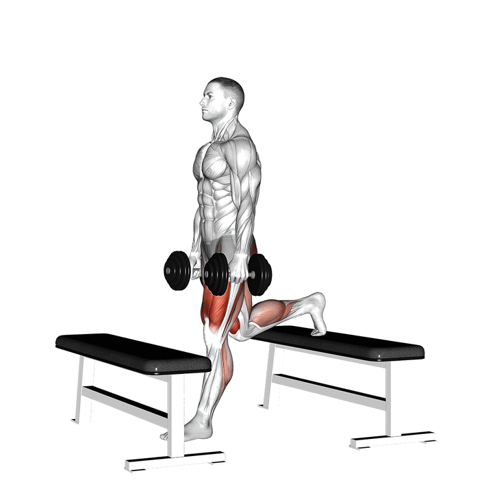 Demonstration of the dumbbell step-up split squat