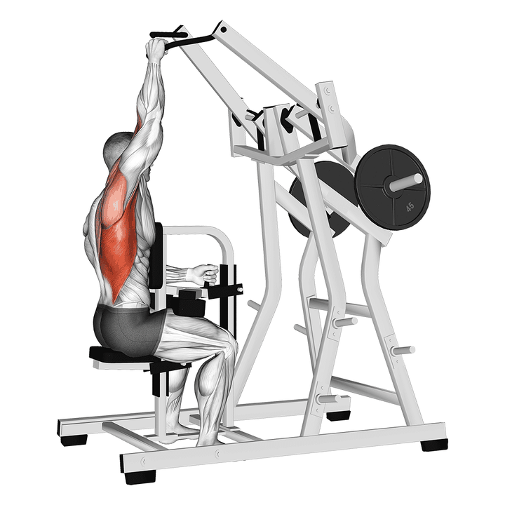 Demonstration of the lever one arm lateral wide pulldown