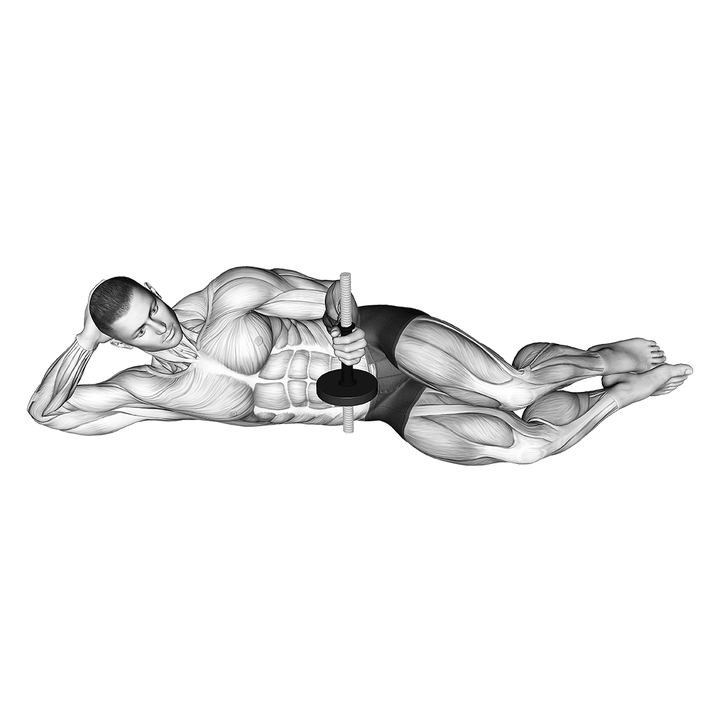 Demonstration of the dumbbell lying pronation on floor