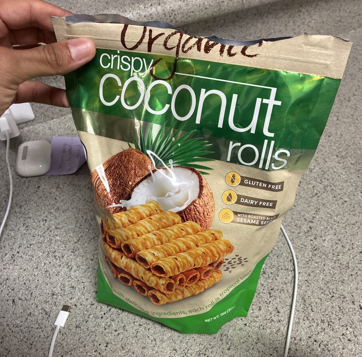 Organic crispy coconut rolls