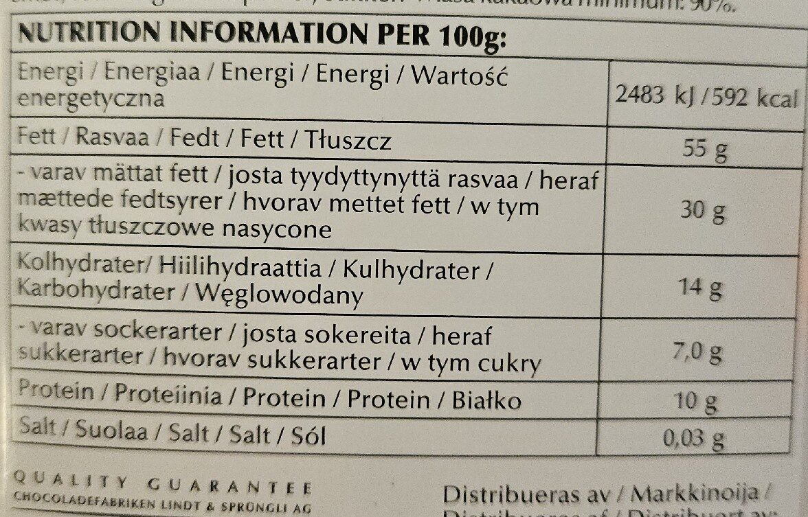 Lindt & Sprüngli Extra fine dark chocolate
