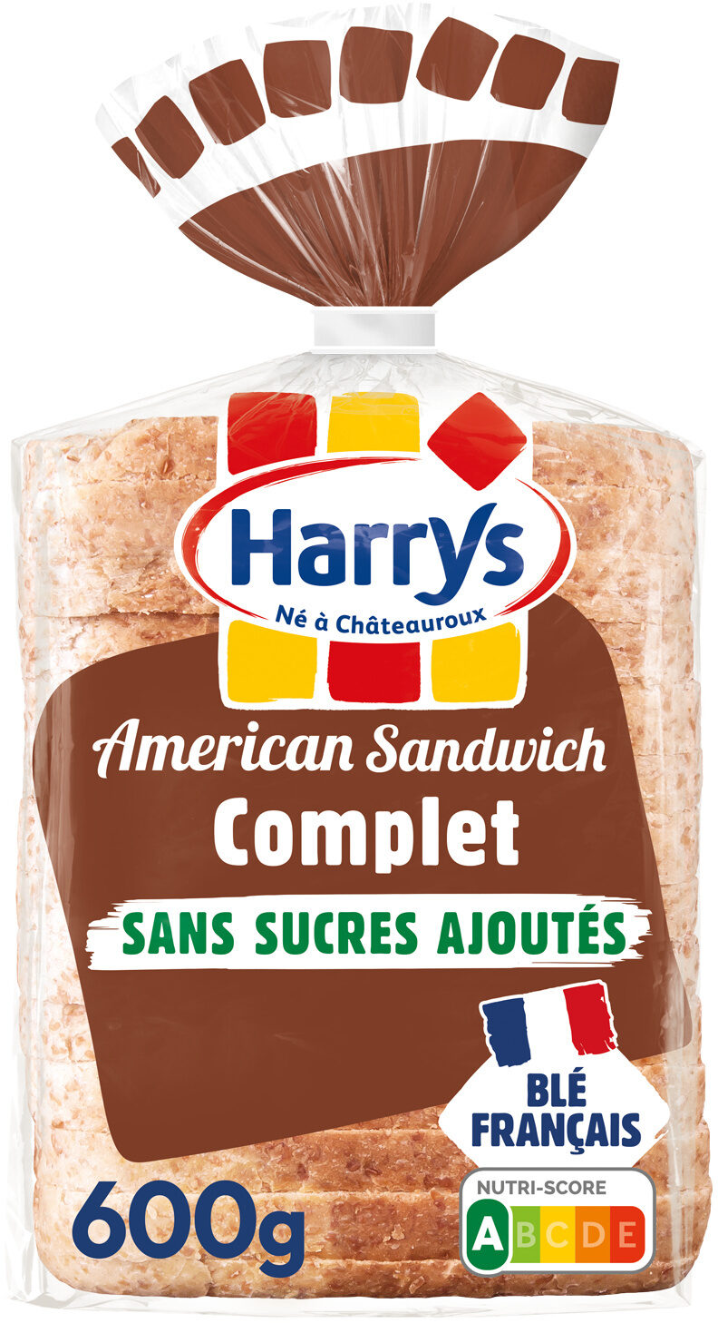 Harrys Pain de mie american sandwich complet sans sucres ajoutés 600g