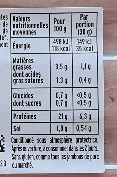 Fleury Michon Jambon Simplement Bio - Conservation sans nitrite